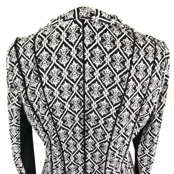 41 Hawthorn | Black White Geometric Stretch Open Front Cardigan Jacket - Picture 7 of 14